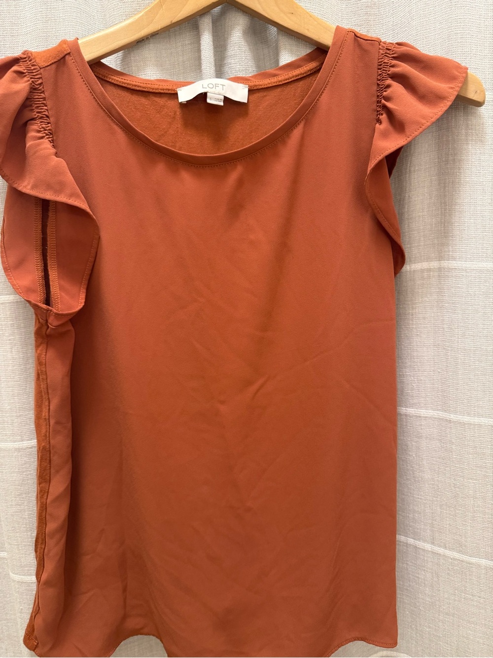 LOFT Rust Orange Flutter Sleeve Blouse